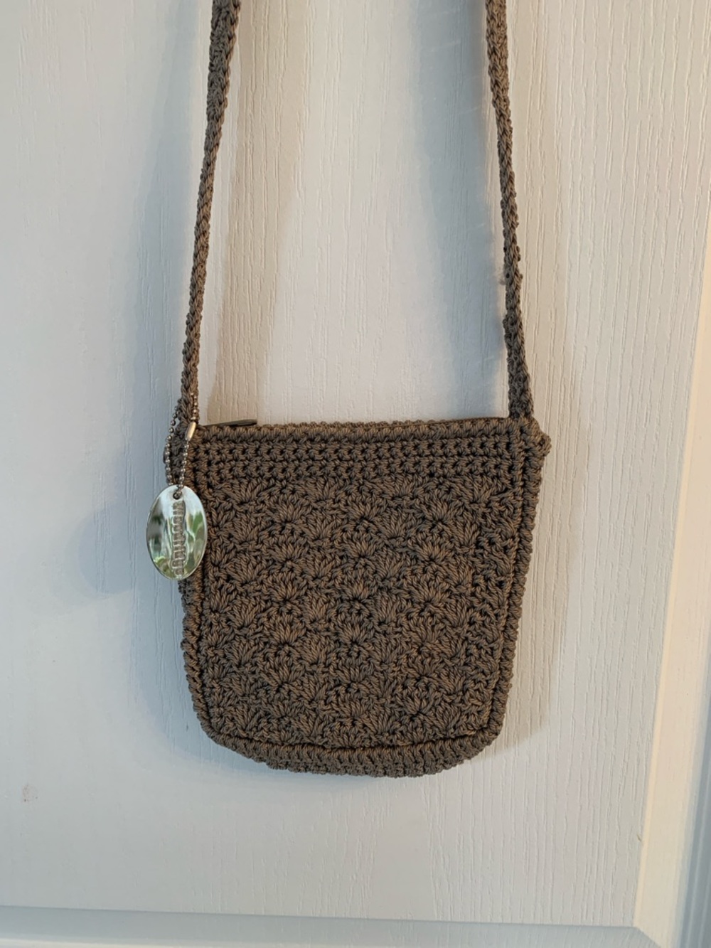 Small Taupe Crochet Crossbody